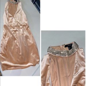 Forever 21 peach velvet dress with embellished collar size small. Worn once.